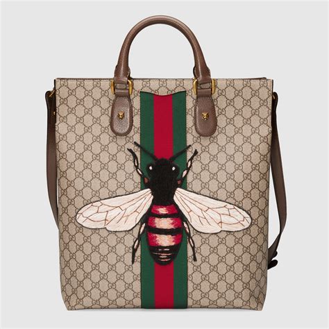 gucci supreme bees tote small|Gucci white bag with bee.